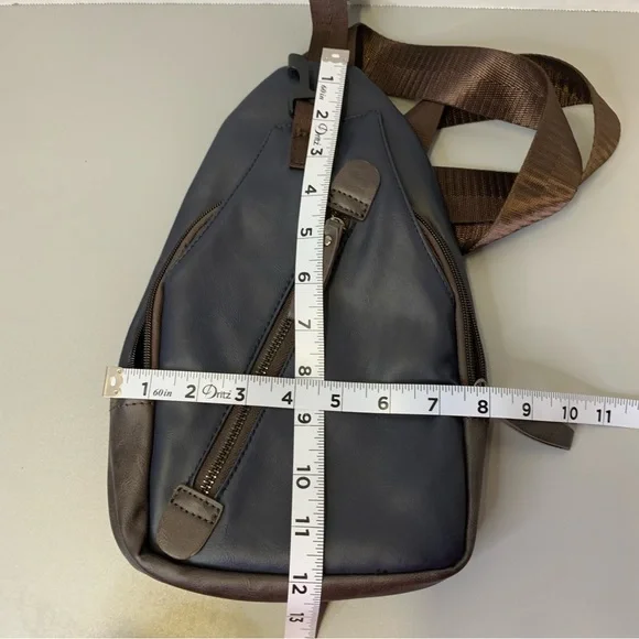 Vegan Leather Brown Sling Bag - Picture 8 of 9